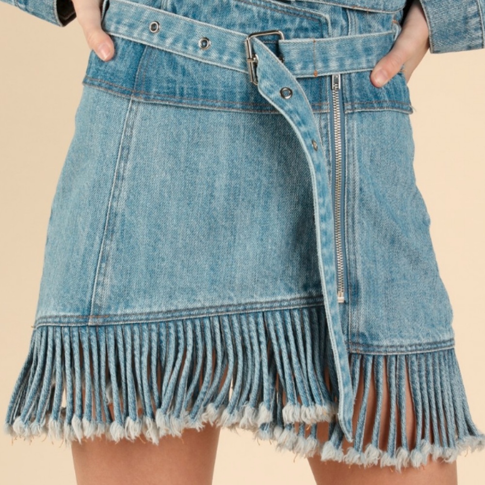 Fringe Jean Skirt